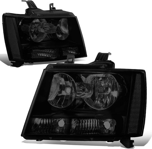 DNA MOTORING HL-OH-CSA07-CH-CL1 Pair Headlights Compatible with 07-14 Chevy Tahoe Suburban 1500/07-13 Avalanche Suburban 2500, Chrome/Clear in Saudi Arabia