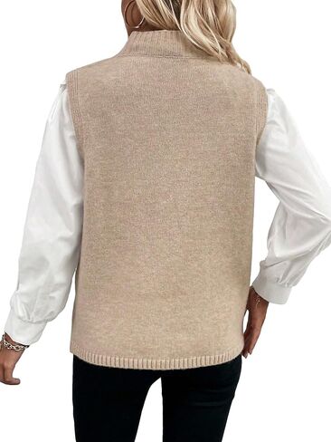 GORGLITTER Women's Turtleneck Sweater Tank Top Sleeveless Split Wrap Long Sweater Vest in Saudi Arabia