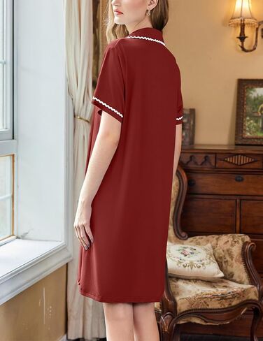 Ekouaer Nightgowns for Women Button Up Sleep Shirts Short Sleeve Nightshirt Soft Pajamas House Dress Sleepwear S-XXXL in Saudi Arabia