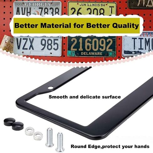 2 Pcs for License Plate Frame,Universal Size 12" x 6" Chrome Automotive Protective and Decorative License Plate Holder for Car/Truck/SUV (DallasCity-Frames) in Saudi Arabia