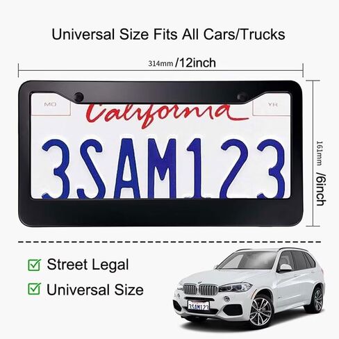 2 Pcs for License Plate Frame,Universal Size 12" x 6" Chrome Automotive Protective and Decorative License Plate Holder for Car/Truck/SUV (DallasCity-Frames) in Saudi Arabia
