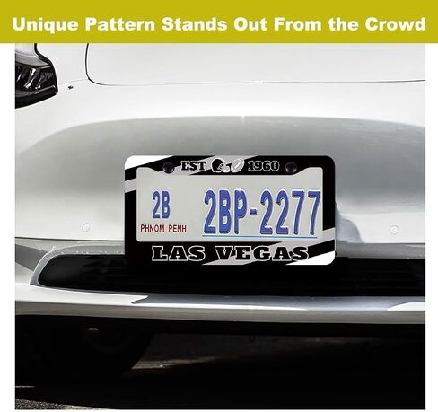 2 Pcs for License Plate Frame,Universal Size 12" x 6" Chrome Automotive Protective and Decorative License Plate Holder for Car/Truck/SUV (DallasCity-Frames) in Saudi Arabia