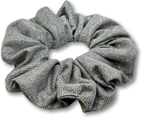 Oversized Unbreakable Sparkle Hair Scrunchies for Women and Girls, Large Glitter Hair Ponytail Holders, Kids Glitter Hair Tie (Black) in Saudi Arabia
