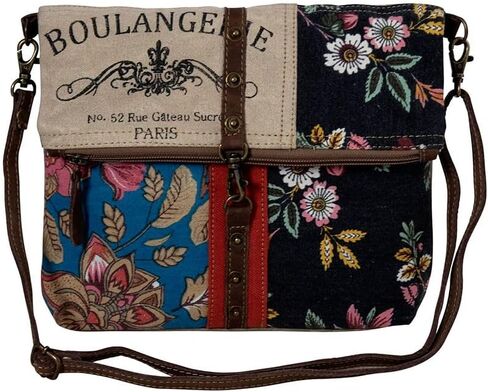 حقيبة ميرا باغ للنساء - حقيبة كتف من الجلد والقماش الغربي المُعاد تدويره مزهرة in Kuwait