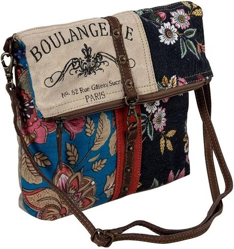 حقيبة ميرا باغ للنساء - حقيبة كتف من الجلد والقماش الغربي المُعاد تدويره مزهرة in Kuwait