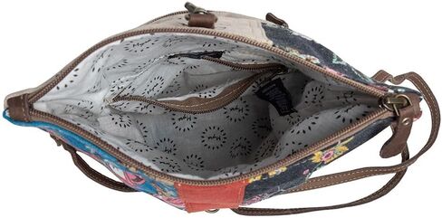 حقيبة ميرا باغ للنساء - حقيبة كتف من الجلد والقماش الغربي المُعاد تدويره مزهرة in Kuwait