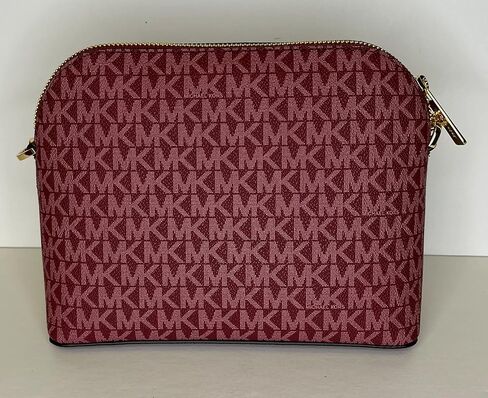 مجموعة MICHAEL Michael Kors Jet Set Travel MD Dome XCross Crossbody مع حقيبة معدنية SM TZ وخطاف محفظة مايكل كورس (Signature MK Mulberry) in Saudi Arabia
