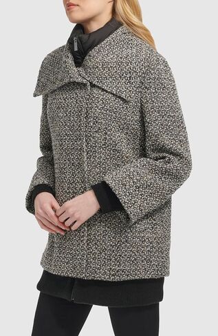 Kenneth Cole Women's Inner Quilted Bib Novelty Tweed Wool Coat in Saudi Arabia