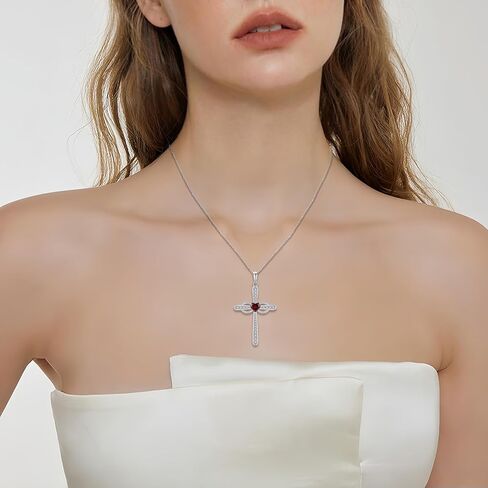Women Cross Necklace 925 Sterling Silver Infinity Cross Necklace Heart Birthstone Pendant Religious Jewelry Gifts for Her in Kuwait
