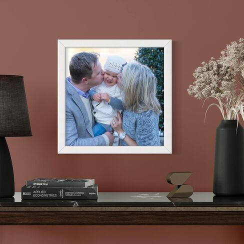 Poster Palooza 7x7 Frame White Solid Pine Wood Picture Frame | Includes UV Acrylic, Foam Board Backing & Hanging Hardware in Kuwait