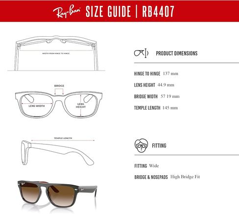 Ray-Ban RB4407 Square Sunglasses for Men for Women + BUNDLE With Designer iWear Complimentary Eyewear Kit in Saudi Arabia