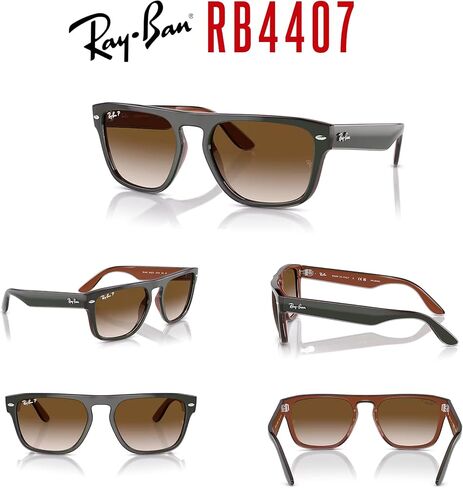 Ray-Ban RB4407 Square Sunglasses for Men for Women + BUNDLE With Designer iWear Complimentary Eyewear Kit in Saudi Arabia