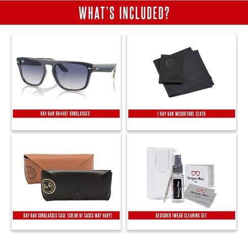 Ray-Ban RB4407 Square Sunglasses for Men for Women + BUNDLE With Designer iWear Complimentary Eyewear Kit in Saudi Arabia