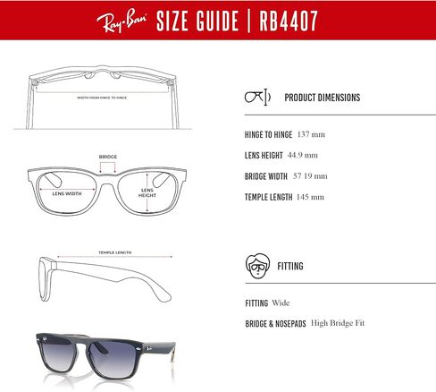 Ray-Ban RB4407 Square Sunglasses for Men for Women + BUNDLE With Designer iWear Complimentary Eyewear Kit in Saudi Arabia