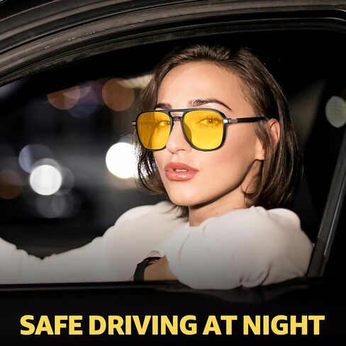 Myiaur Night Vision Driving Glasses for Women, Polarized Anti-Glare Fishion Glasses at Night Time Yellow Lens 7059 in Saudi Arabia