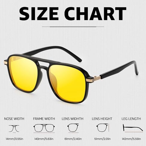 Myiaur Night Vision Driving Glasses for Women, Polarized Anti-Glare Fishion Glasses at Night Time Yellow Lens 7059 in Saudi Arabia