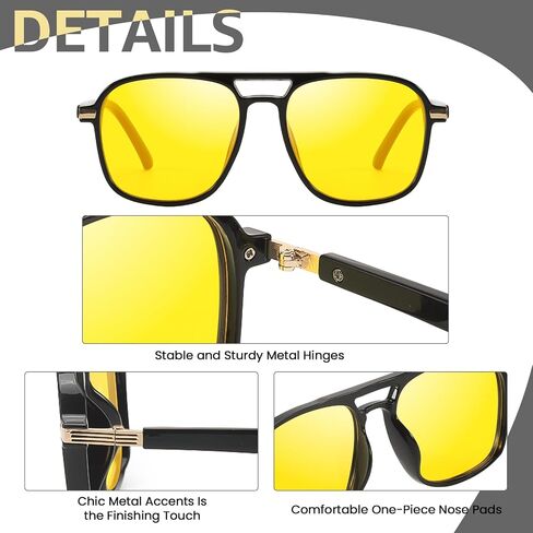 Myiaur Night Vision Driving Glasses for Women, Polarized Anti-Glare Fishion Glasses at Night Time Yellow Lens 7059 in Saudi Arabia