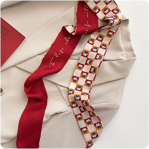 POSGRS Red Style Pattern Bag Handbag Handle Ribbon Scarf Hair Head Band Neck Scarf Neckerchief in Saudi Arabia