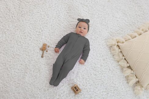 GUISBY Long Sleeve Baby Footed Pajamas with Mittens Cotton Sleepers with Zipper 3-Pack in Kuwait