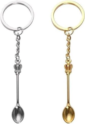 JJLFresheners Silver Mini Crown Spoon Keychain, Key Ring Christmas Kitchen Spoon Crown Metal Key Chain Craft Jewelry Gift Keychain Men, Men's Jewelry, Car Keychain (57x9mm) in Saudi Arabia