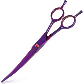 7.5 Inch Thinning Dog Grooming Blending Scissor, Ergonomic Pet Grooming Thinner Blender Shears Cat Trimming Texturizing Kit with Offset Handle (Purple)