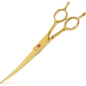 مقص مزج رقيق للعناية بالكلاب مقاس 7.5 بوصة، مقص مزج مريح للعناية بالحيوانات الأليفة، طقم تشذيب وتشذيب القطط مع مقبض أوفست (أرجواني) in Kuwait