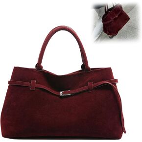 Suede Bags for Women Slouchy Hobo Bag Large Suede Tote Bag Bucket Handbag Retro Purse Vintage Shoulder Satchel Bag