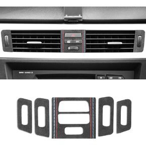 BETTERHUMZ Car Front Air Condition Outlet Frame Trim Cover for BMW E90 E91 E92 E93 3 Series 2005-2012 325i 320i 318i for Alcantara Center Console Panel Sticker Car Molding Accessories