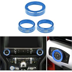 Center Console Air Conditioner Switch Button Knob Trim Cover Headlight Knob Trim Cover Aluminum Alloy Interior Accessories for Ford Mustang 2015-2022 (Red)