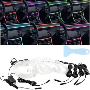 مصباح LED داخلي للسيارة من Mandark، شريط إضاءة نيون محيطي 7 في 1 مع تطبيق منفذ USB للتحكم في وضع مزامنة الموسيقى، أضواء الألياف البصرية الداخلية للمركبة، عالمي للمركبات الترفيهية وسيارات الدفع الرباعي والشاحنات in Kuwait