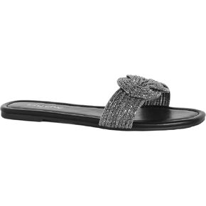 City Chic Women's Apparel Women's CITYCHIC Wide FIT Slide Sparkle Slipper, Silver, 13