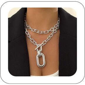 Chunky Gold Necklaces Statement Choker Necklace Paperclip Chain Layered Necklace Chain Punk Thick Necklace Accessories for Women in Kuwait