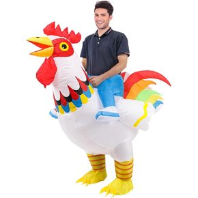 M MH ZONE Inflatable Chicken Costumes for Adult Funny Halloween Costumes Cock Rooster Costume Adult Size Cosplay Costume Suit