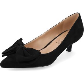 Journee Collection Womens Orana Kitten Heels with Pointed-Toe and Bow Accent, Black, 5.5