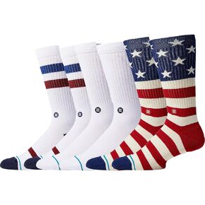 Stance® Americana 6-Pack Women and Men Socks – Crew Length – Ribbed Cuff Detailing – Medium Cushion