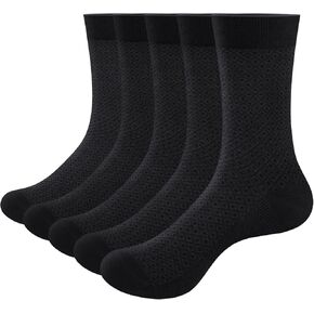 YUEDGE Basic Men Socks Dress Socks Classic Breathable Mid Calf Bamboo Socks Fashion Patterned Everyday Socks For Men