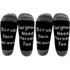 LEVLO Surgeons Gifts Doctor Gift Scrub Tech Because Surgeons Need Heroes Too Cotton Socks Gift for Doctor Nurse