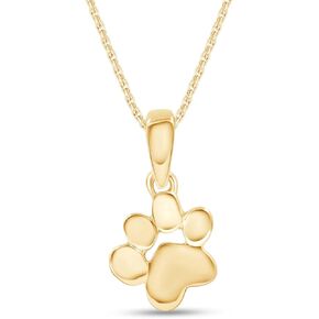 Plain Dog Paw Print Pendant Necklace Jewelry For Women In 14K Gold Over Sterling Silver Along With 18" Silver Chain