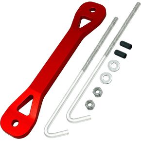 Altland Aluminum Car Battery Tie Down Bracket with 10 Inch J-Hooks (Matte Black)