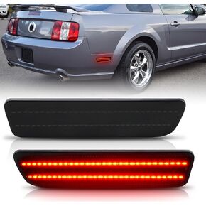 Bestview LED Rear Side Marker Lights for Ford Mustang 2005-2009, Dual Rows Red Rear Fender Bumper Side Marker Lamps Kit Assembly Smoked Lens,Pack of 2