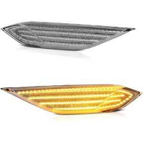 For 2011-2014 Porsche 958.1 Cayenne Clear Lens Amber LED Front Bumper DRL Side Marker Light Fender Parking Lamp, Driver & Passenger Side