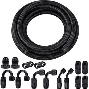 EVIL ENERGY 10AN Fuel Line Kit, 10AN Hose Kit 20FT Nylon Braided Fuel Line Hose Fitting Kit CPE Fuel Hose