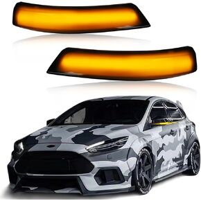 Side Mirror Turn Signal Lights Compatible with Ford Focus ST RS 2012-2018 Smoked Lens LED Sequential Turn Signal Lights Kit Accessories