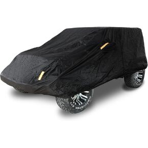 Winunite 4 Door Full Car Cover Compatible with Jeep Wrangler CJ YJ TJ JK & JL 4-Door 1965-2023 All Weather Protection Waterproof Rain Snow Cover with Driver Door Zipper