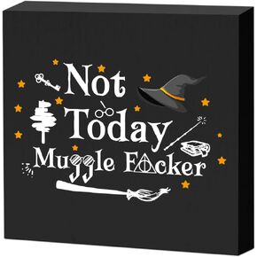 Magic Wizard Stuff Decorative Wooden Box Sign, Magic Movie Merch Inspired Book Lover Gifts, Rustic Farmhouse Office Home Bathroom Decor Desk Accessories Wood Block Plaque Desk Shelf Table Decor