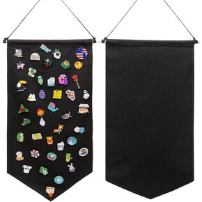Pin Display, Enamel Pin Display Board for Pin Collection, Organizer and Holder for Pins, Canvas Banner Blank(2 Pieces Black)