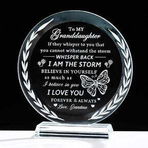 Movdyka Granddaughter Gifts from Grandma, Crystal Keepsake, Granddaughter, Great Birthday Graduation New Year Wedding Gifts for Granddaughter Glass Ornaments Decor