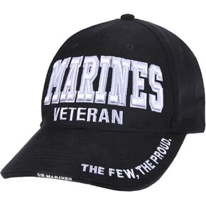 Rothco Deluxe Marines Veteran Low Profile Military Branch Veteran Cap, Black
