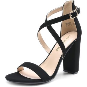 DREAM PAIRS 4 inch High Heels for Women Chunky Block Cross Strap Open Toe Dress Sandals for Wedding Bridal Evening Homecoming Prom