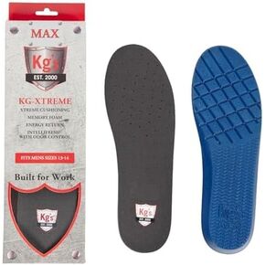 KG’s KG-Xtreme MAX Insoles - Memory Foam Shoe Insoles Men with Arch and Foot Support for All Day Comfort and Foot Pain Relief with Intellifresh Odor Eliminator (Size 14-15)
